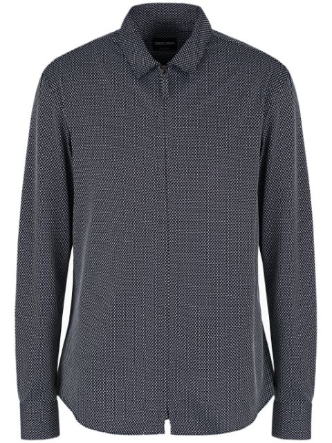 Giorgio Armani geometric-pattern zip-up shirt Men