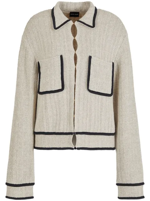 Giorgio Armani contrasting-trim drop-shoulder cardigan Women