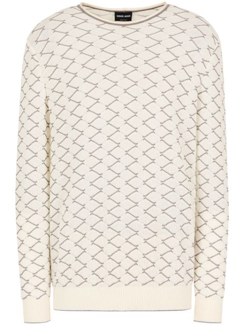 Giorgio Armani zigzag-embroidered round-neck jumper Men