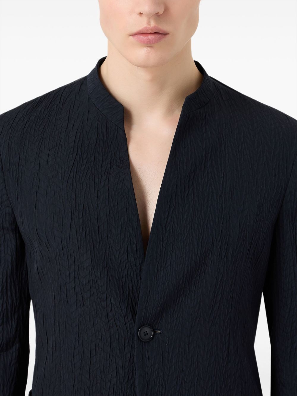 Shop Giorgio Armani Textured-finish Single-breasted Blazer In Black