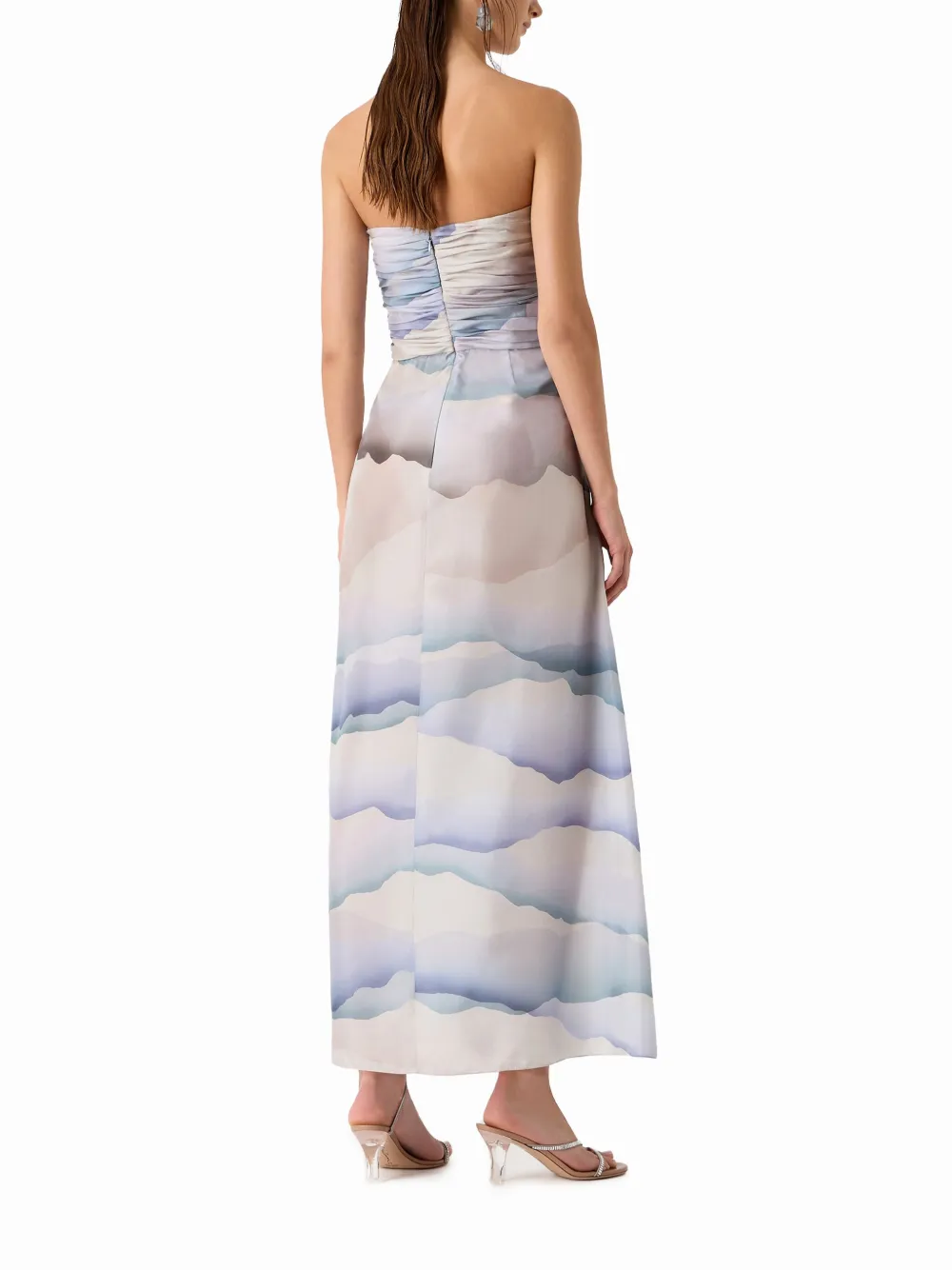 Shop Giorgio Armani Abstract-pattern Silk Dress In Blue