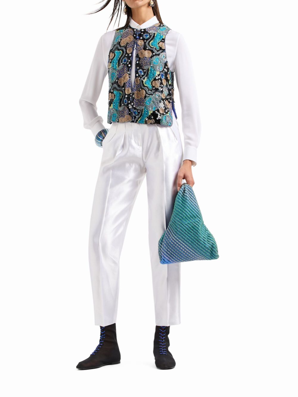 Image 2 of Giorgio Armani point-collar silk shirt