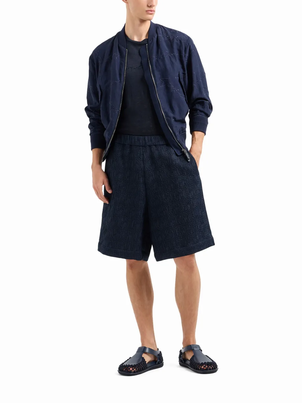 Giorgio Armani Overhemd met geborduurd logo - Blauw