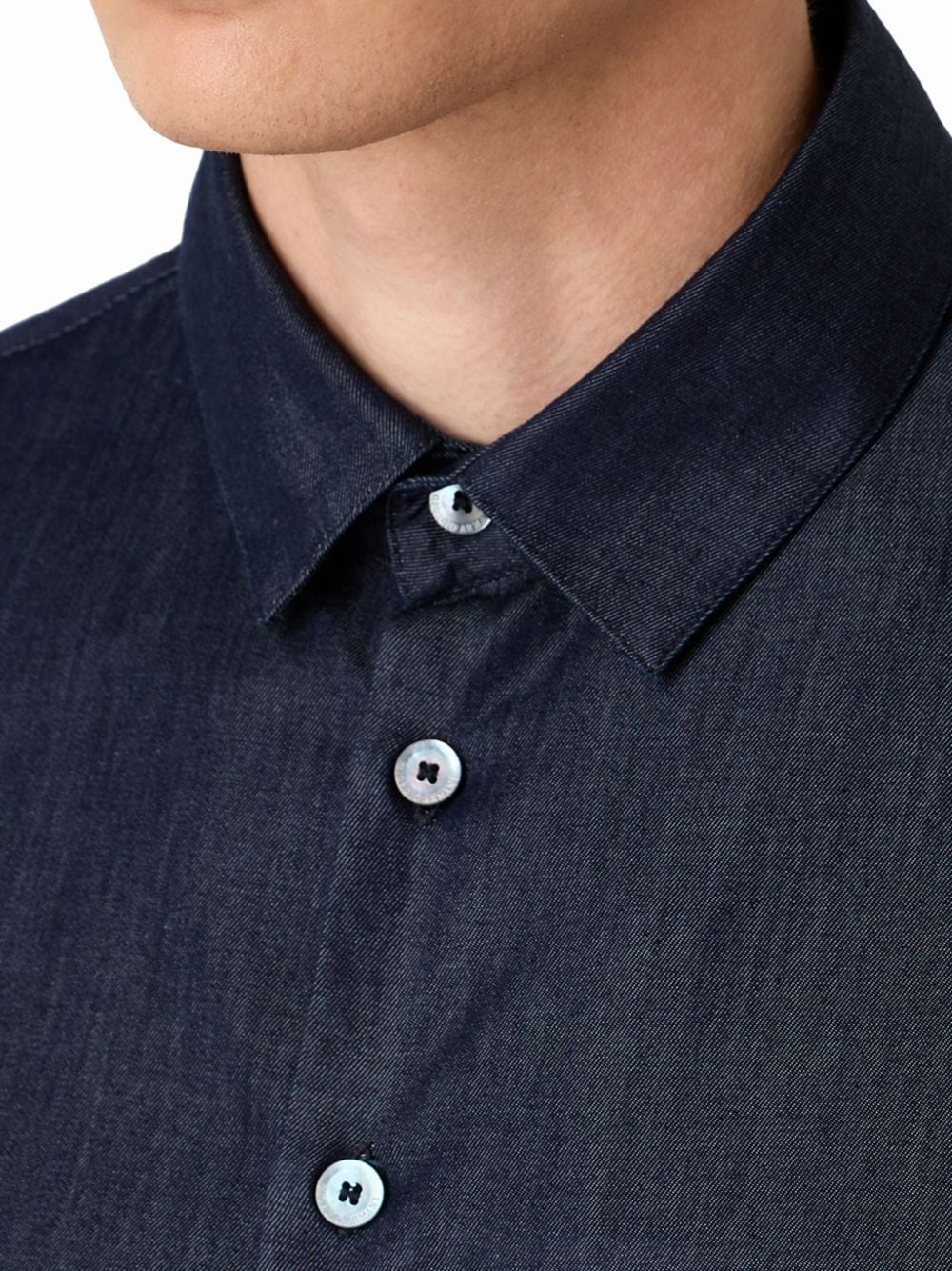 Shop Giorgio Armani Slub-effect Cotton Shirt In Blue