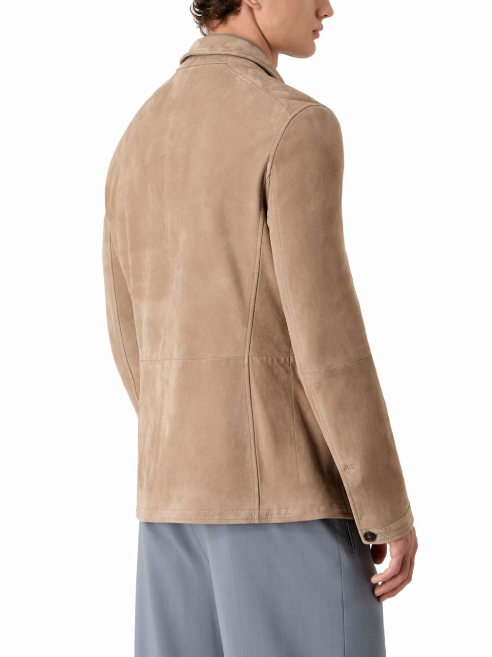 Shop Giorgio Armani Flap Pockets Lambskin Jacket In Brown