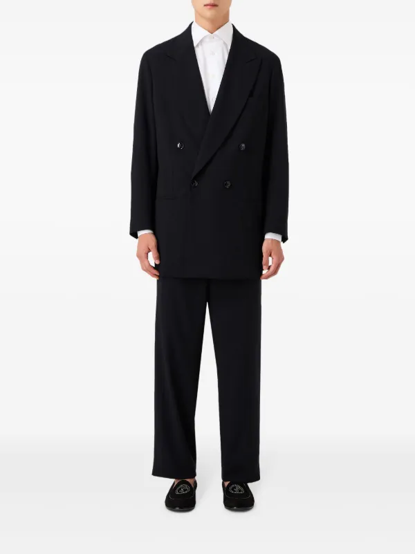 Giorgio Armani double breasted virgin wool Suit Blue FARFETCH HK