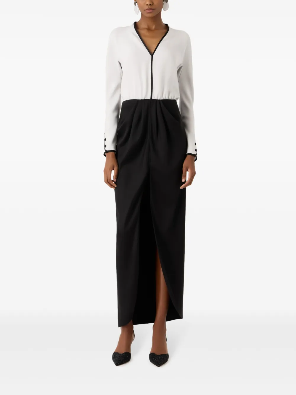 Giorgio Armani Zijden midi-jurk - Zwart