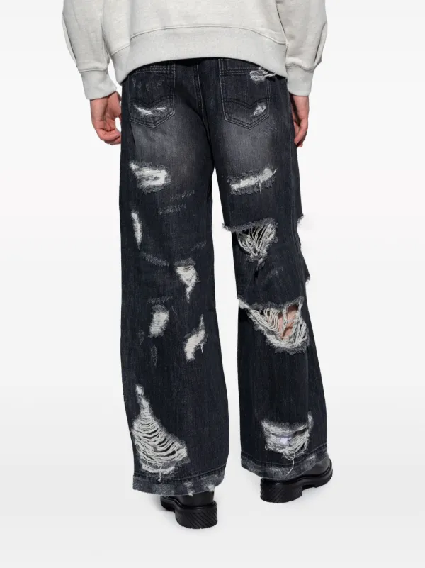 Ader Error ripped-detail high-rise Jeans | Black | FARFETCH NZ