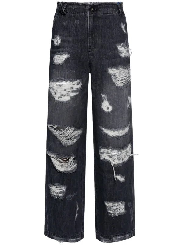 Ader Error ripped-detail high-rise Jeans | Black | FARFETCH NZ