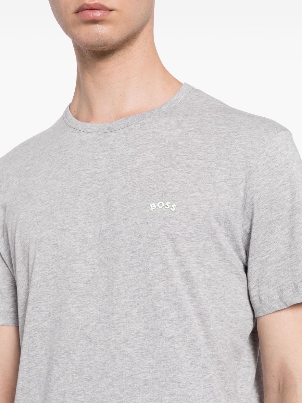 BOSS Katoenen T-shirt met logoprint Grijs