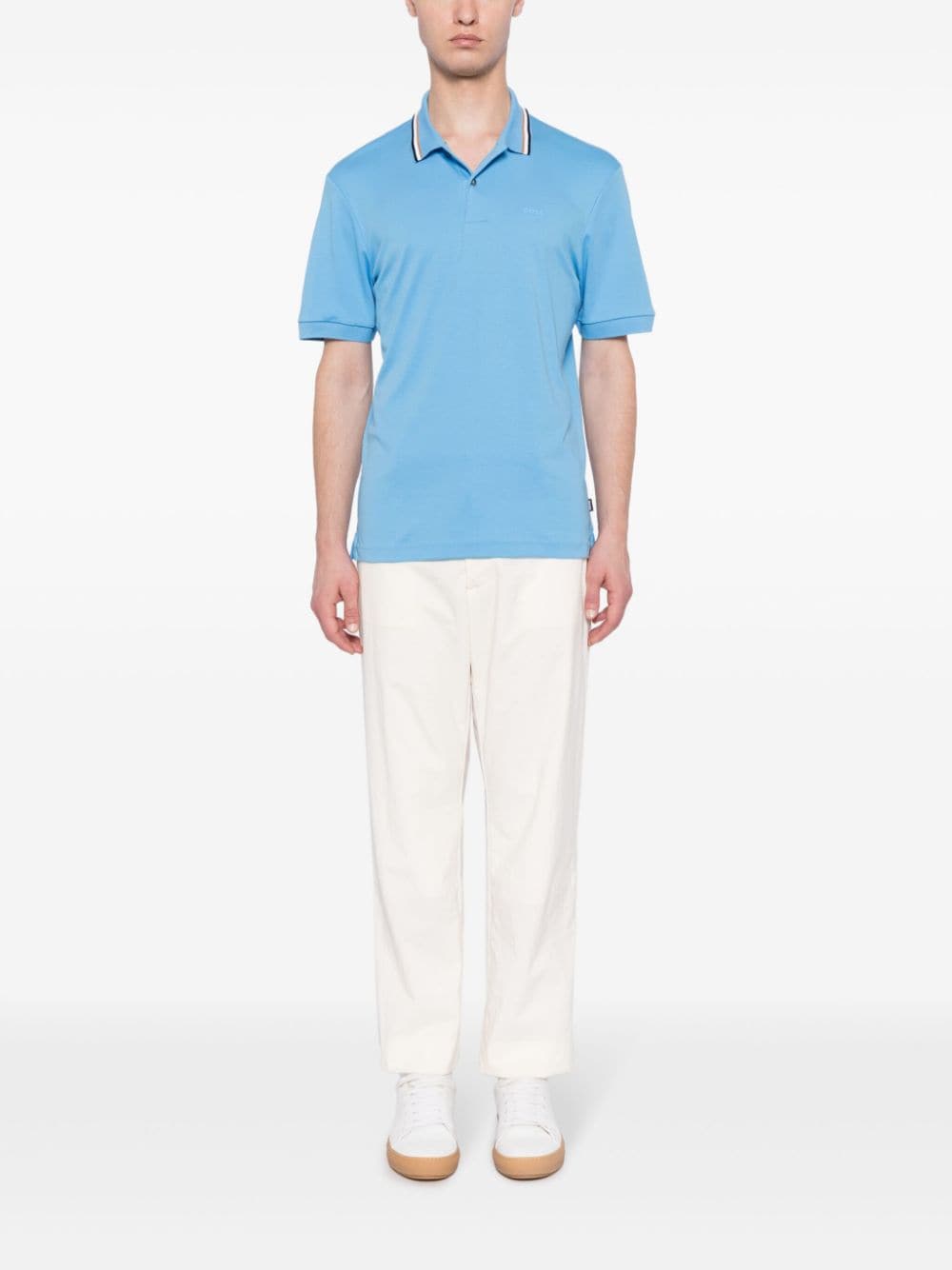 Shop Hugo Boss Penrose Cotton Polo Shirt In Blue