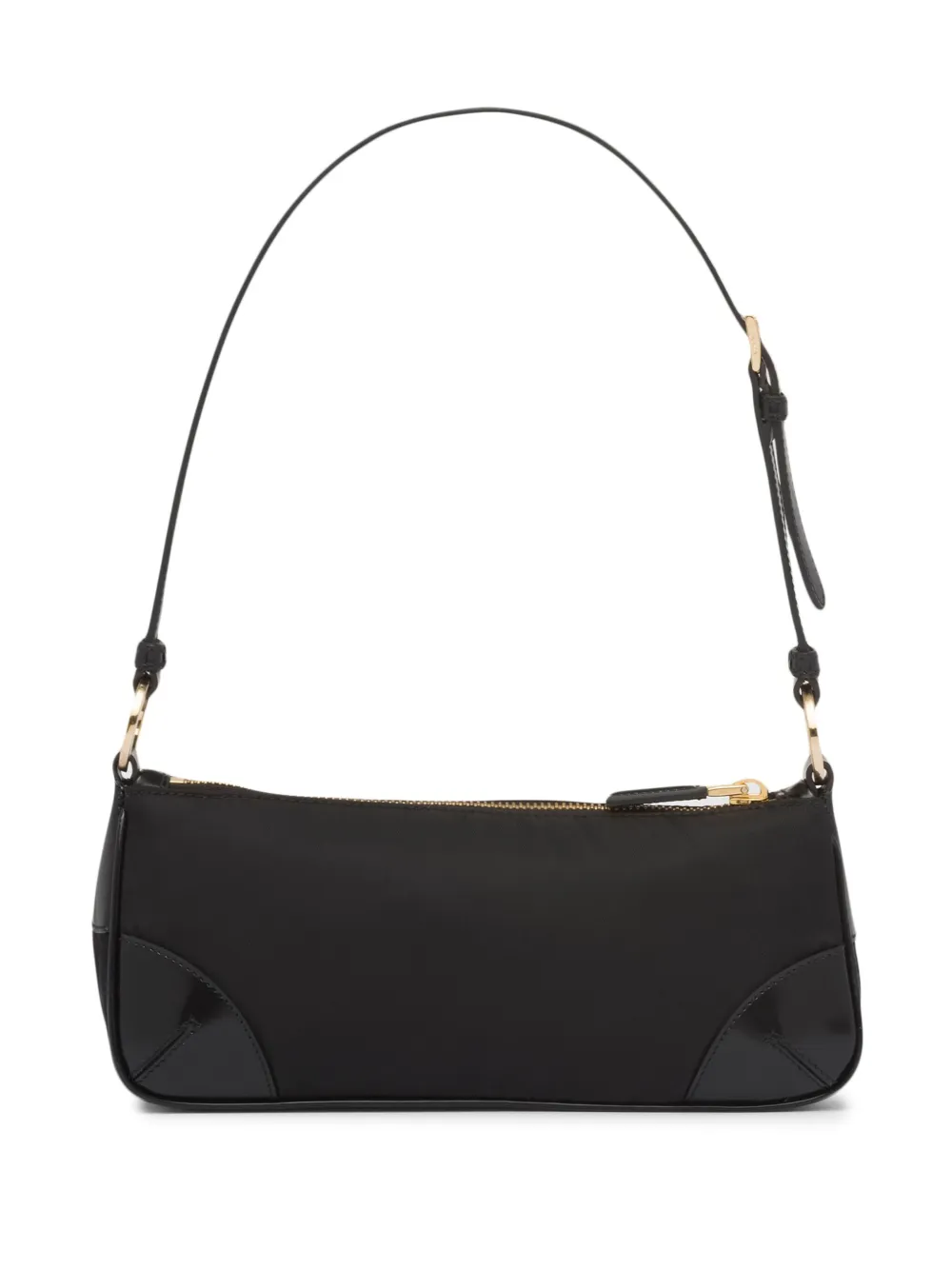 Prada Re-edition 2005 Enamel Logo Triangle Shoulder Bag In Black