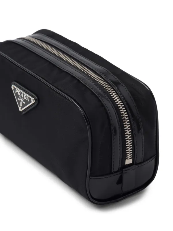 Prada logo-plaque Zipped Wash Bag | Black | FARFETCH ID