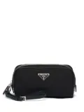 Prada logo-plaque zipped wash bag - Black