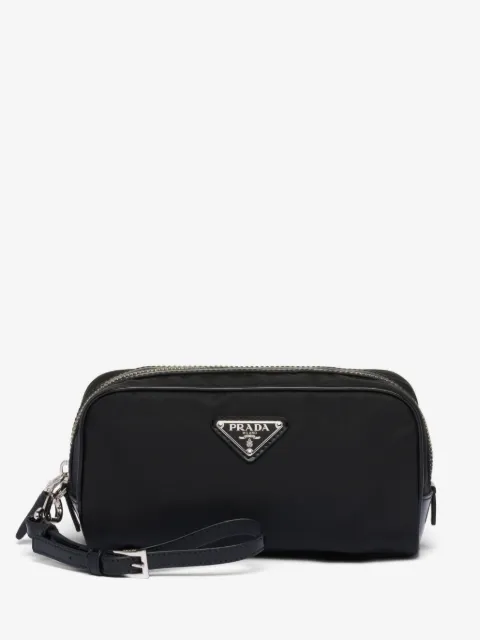 Prada logo-plaque zipped wash bag