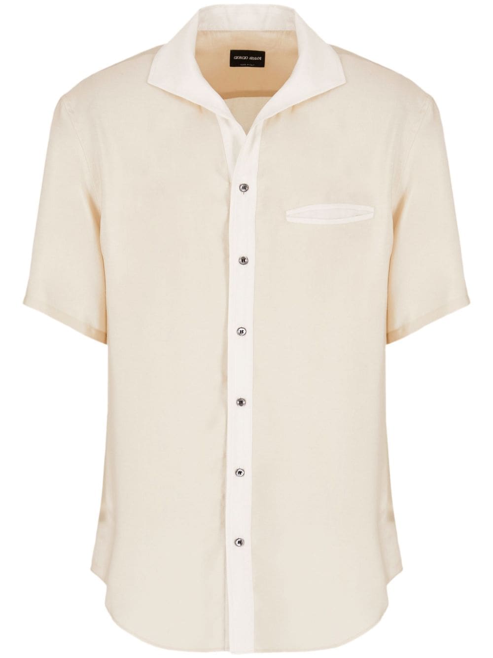 Giorgio Armani Contrasting-trim Short-sleeve Shirt In Neutrals