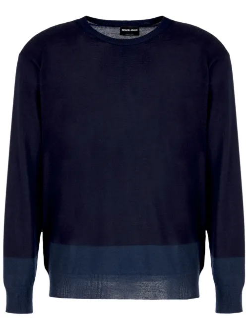 Pull rayé à col ras du cou - Giorgio Armani - Modalova