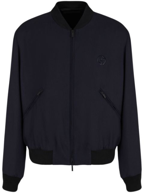 Giorgio Armani logo-embroidery cashmere-blend jacket Men