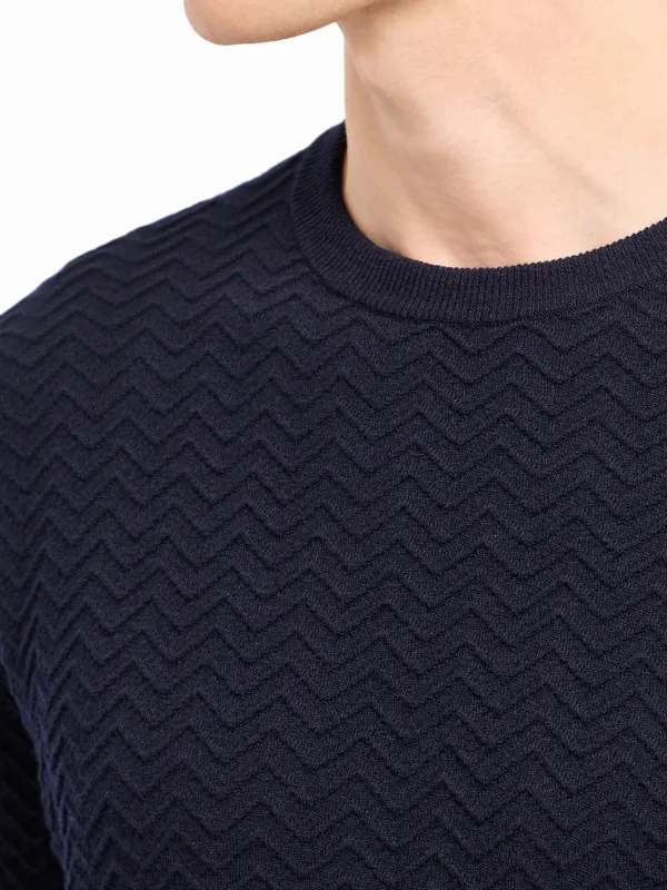 Giorgio Armani chevron-knit wool-blend Jumper Blue FARFETCH UZ