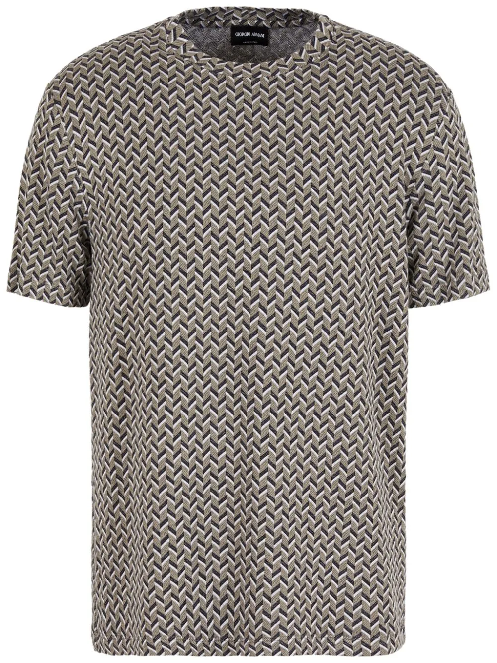 Giorgio Armani Chevron-pattern Jacquard T-shirt In Grey