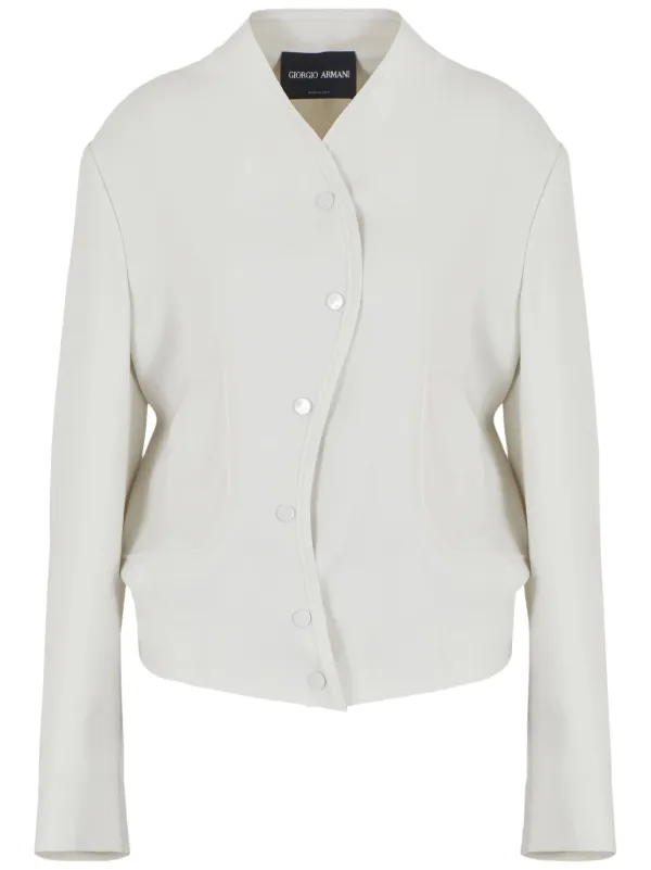 Giorgio Armani Collarless Drop-shoulder Jacket in Neutrals