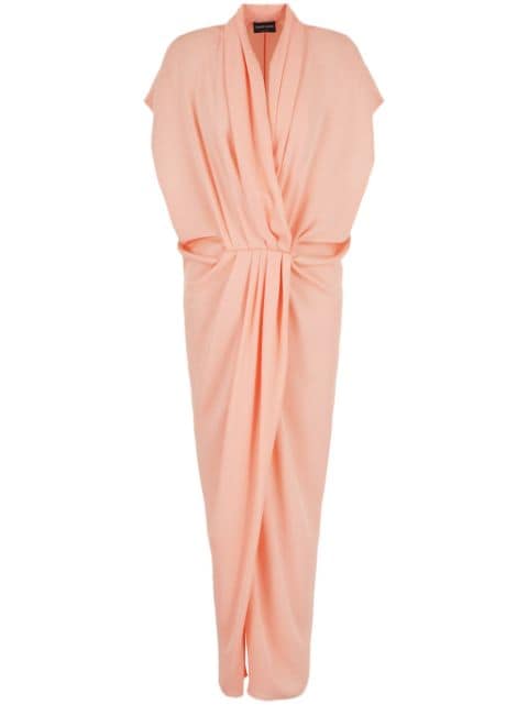 Giorgio Armani robe mi-longue en soie à design drapé
