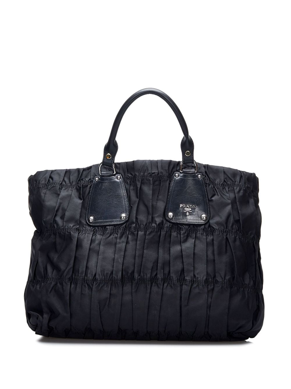Pre-owned Prada 2000-present  Tessuto Gaufre Tote In Black