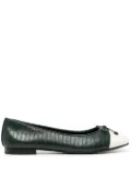 Tory Burch Double T-plaque leather ballerina shoes - Green