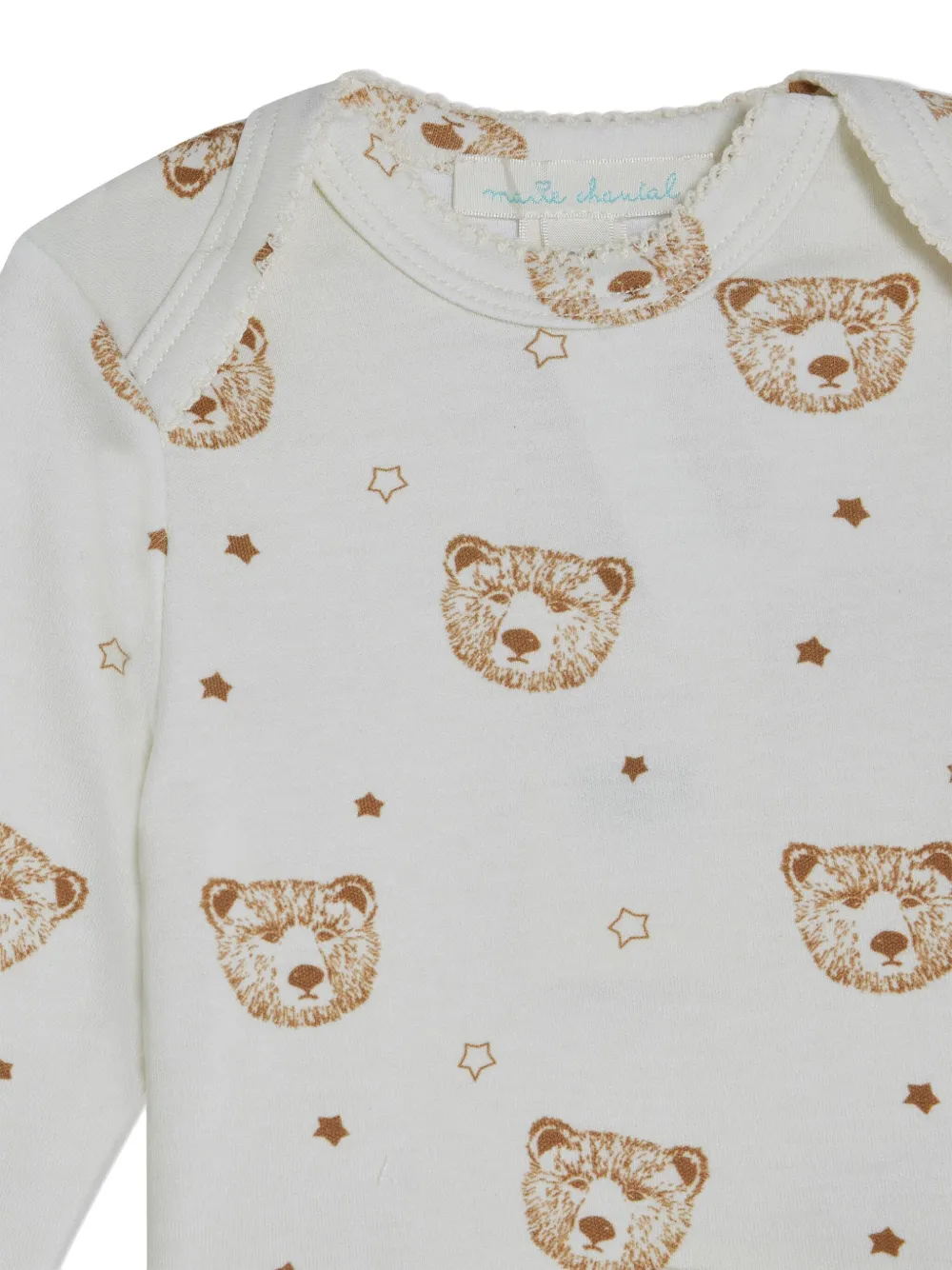 Shop Marie-chantal Bear-print Organic Cotton Pajama Set In Neutrals