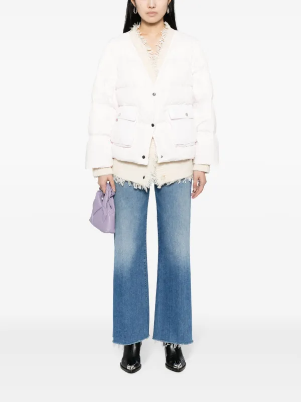 b+ab Layered Frayed Puffer Jacket | Pink | FARFETCH