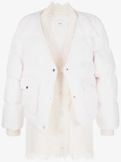 b+ab layered frayed puffer jacket