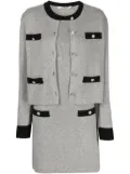 b+ab crystal-embellished button fine-knit suit skirt - Grey