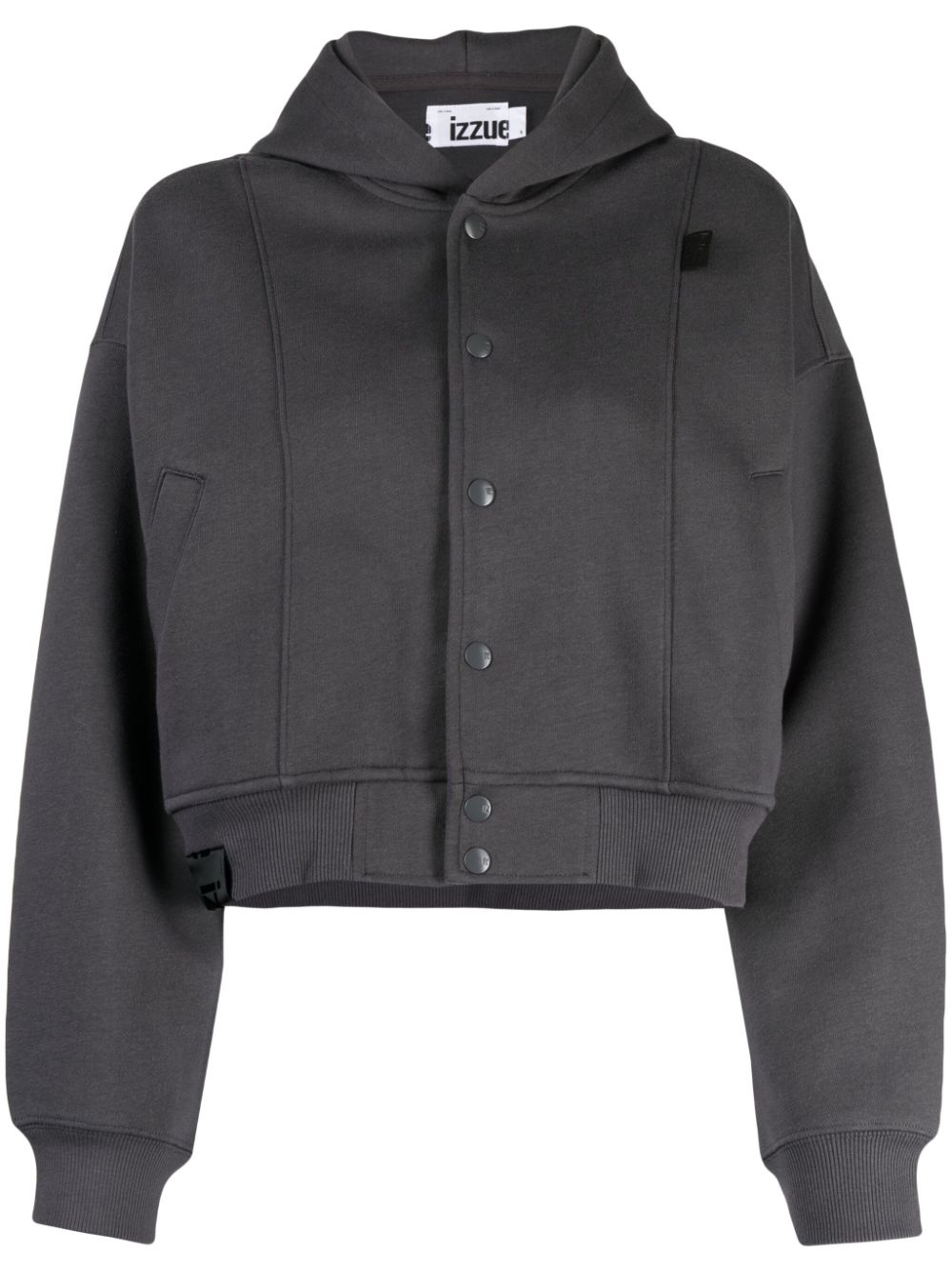 Izzue Hooded Jersey Cropped Jacket In Black