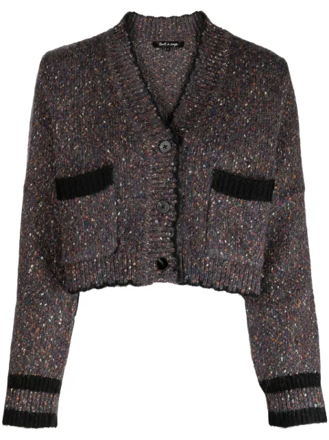 tout a coup striped-tipping mélange cropped cardigan