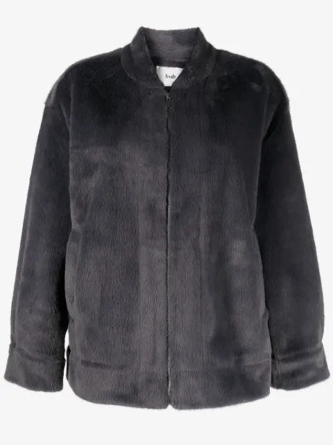 b+ab band-collar faux fur jacket