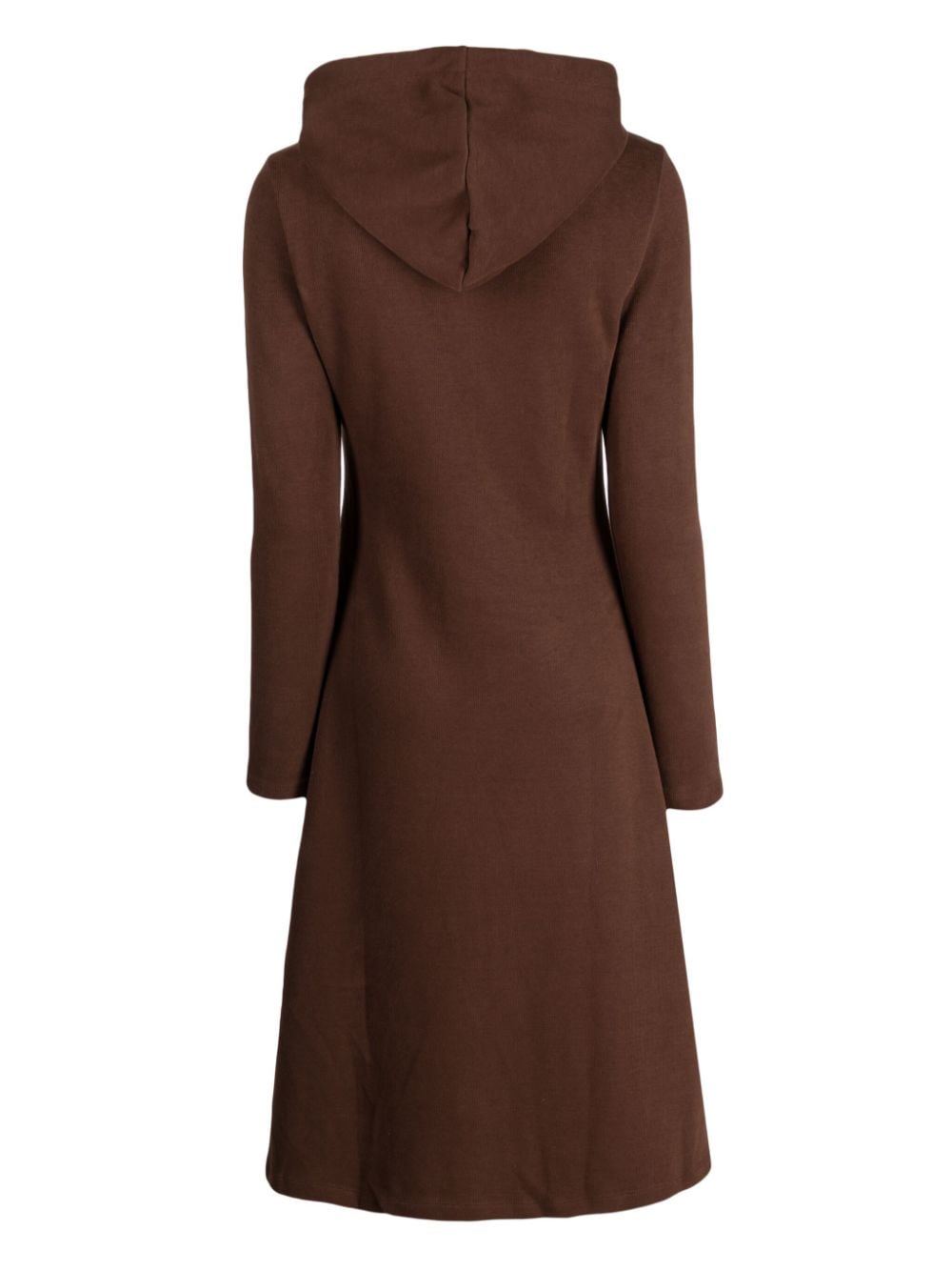 Shop Tout A Coup Hooded Cotton Midi Dress In Brown