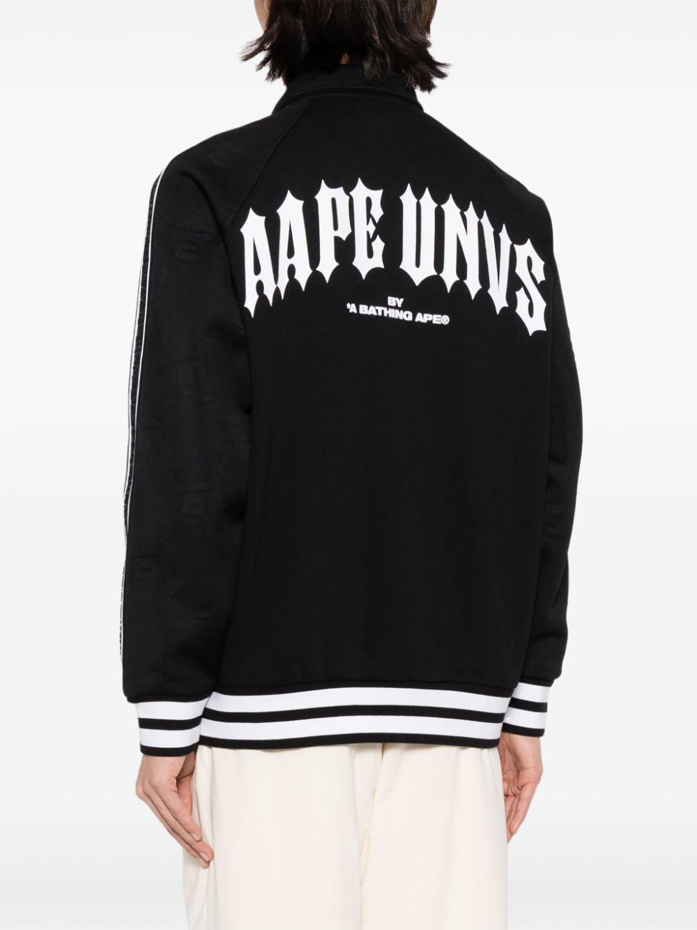 Shop Aape By A Bathing Ape Logo-print Striped Bomber Jacket In Black