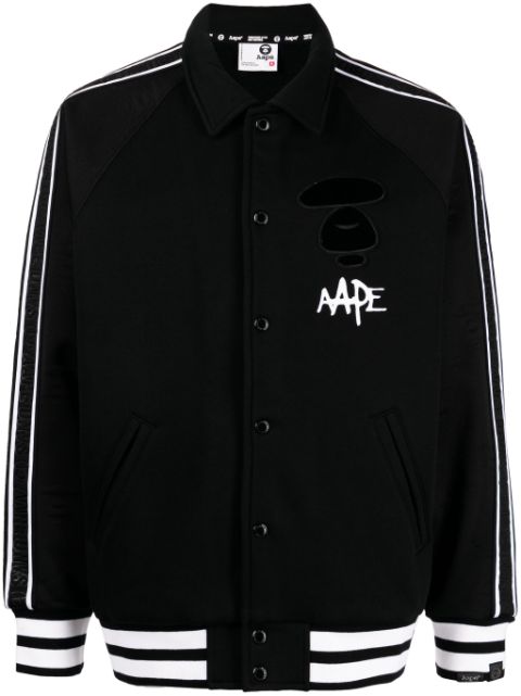 AAPE BY *A BATHING APE logo-print striped bomber jacket Men