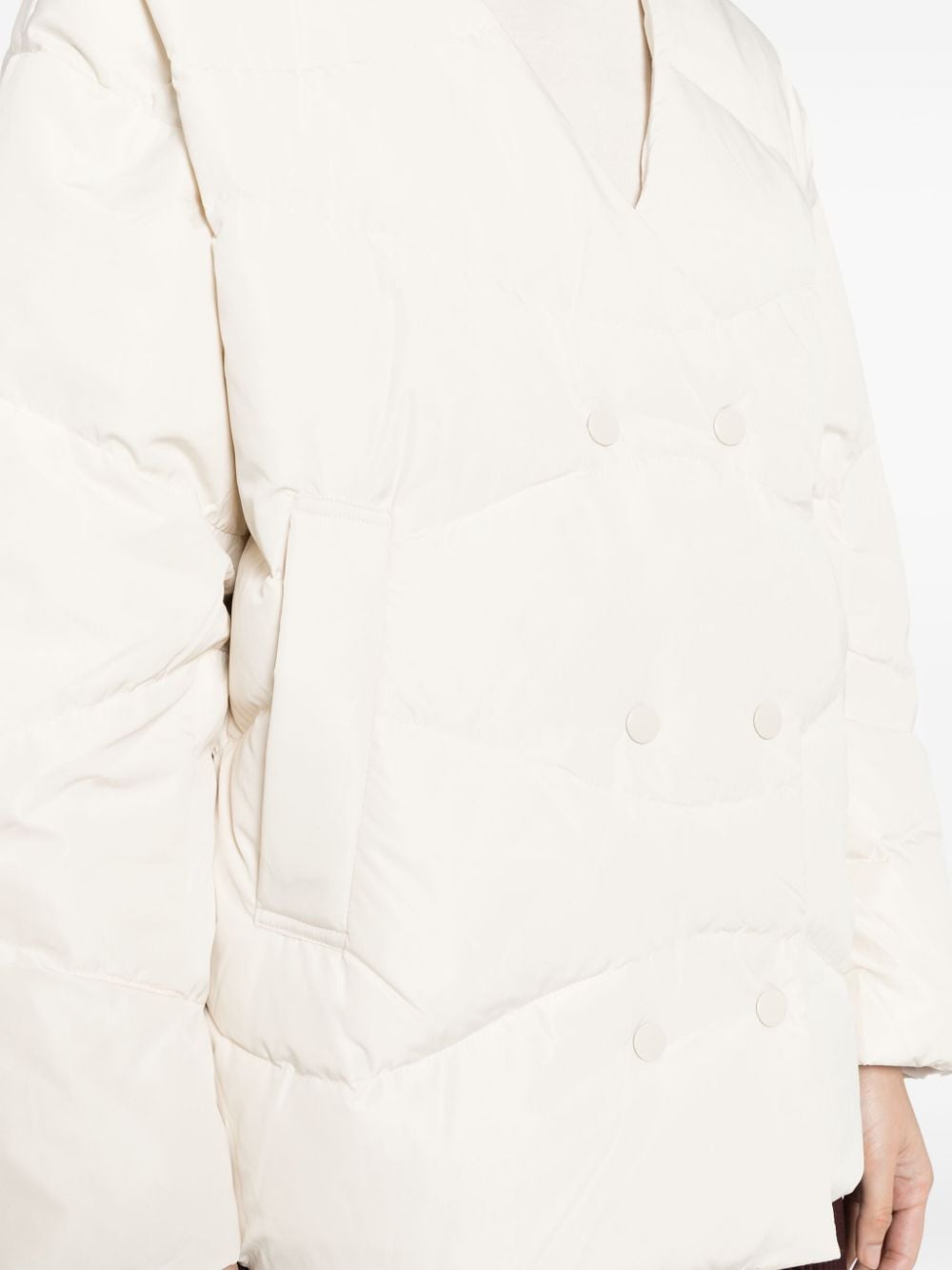 Shop Tout A Coup Double-breasted Quilted Padded Jacket In Neutrals