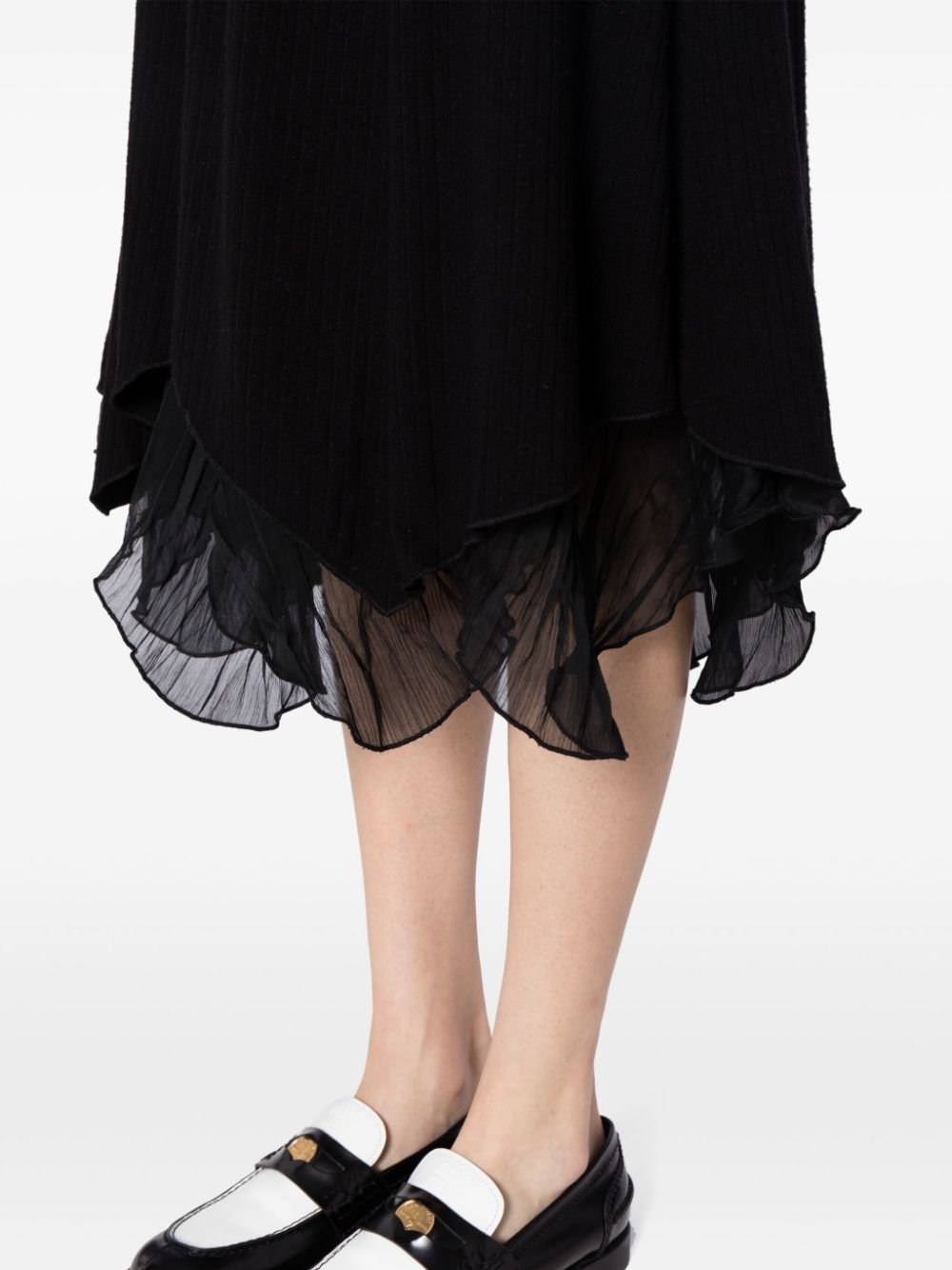 Shop B+ab V-neck Layered Midi Dress In Black
