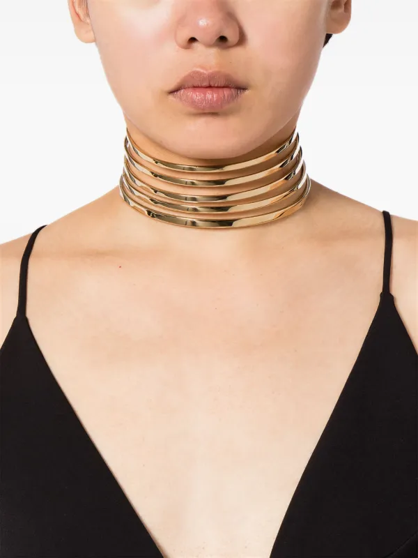 ネックレス・ペンダント AMINA MUADDI NECKLACE (ANGELICACHOKER GOLDBASE) Amina Muaddi Angelica Stacked Choker | Gold | FARFETCH GE