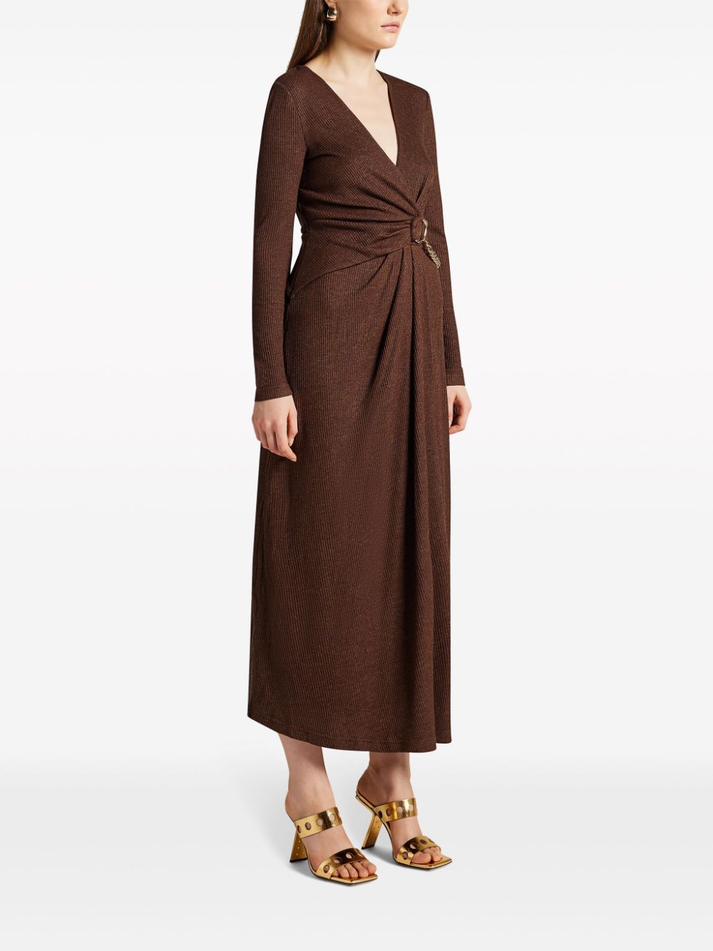Shop Acler Alfred Chain-link Midi Dress In Brown