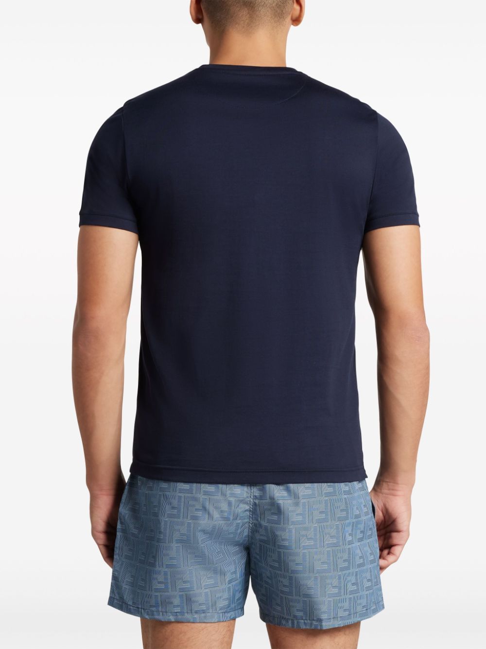 Shop Fendi O'lock-embroidered Cotton T-shirt In Blue