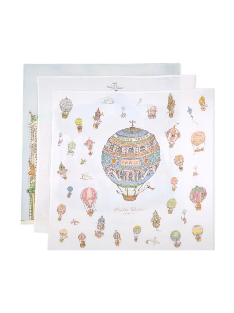 Atelier Choux illustration-print organic cotton blanket (set of three)