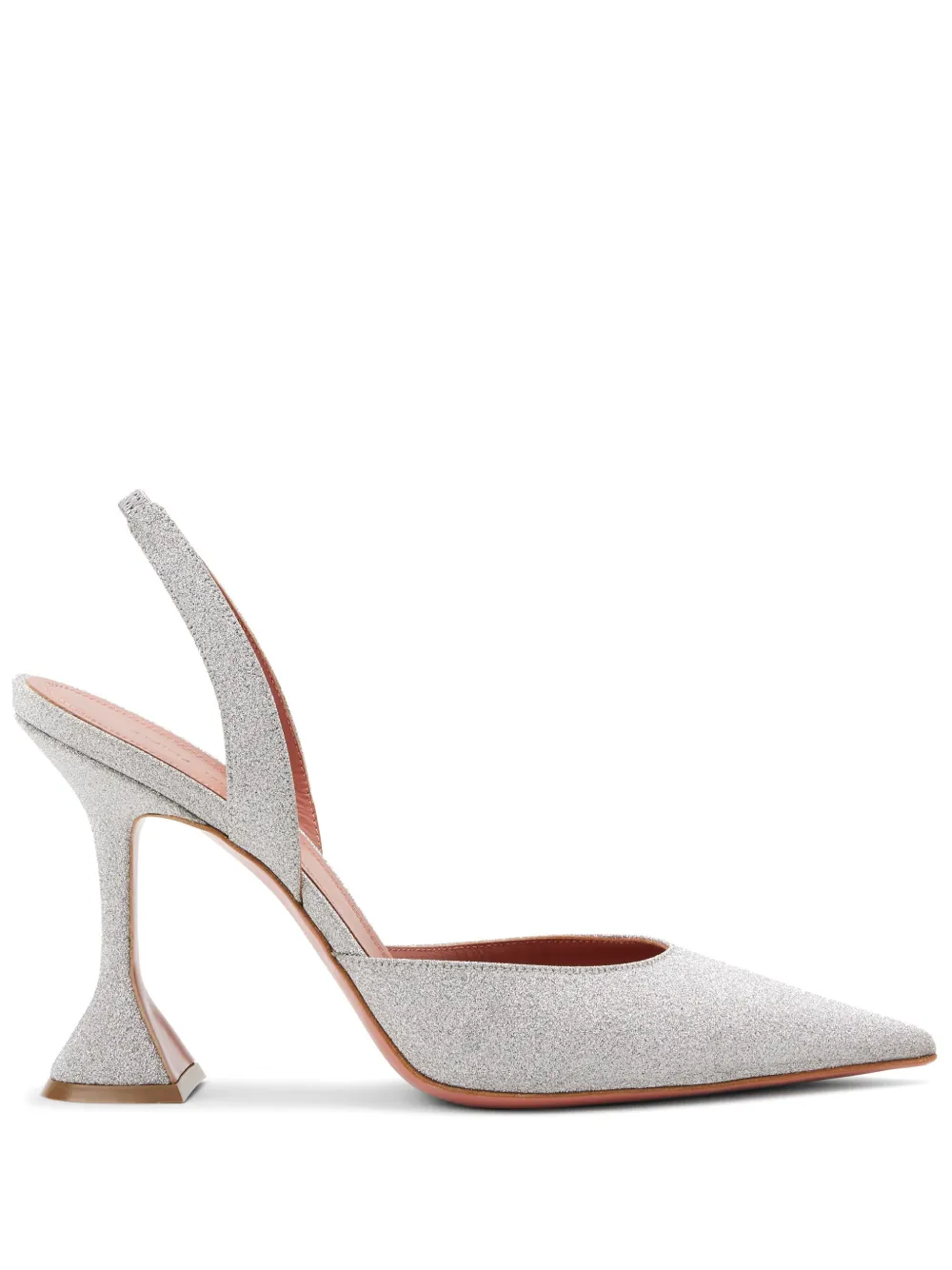 Amina Muaddi Holli 95mm glitter slingback pumps Silver
