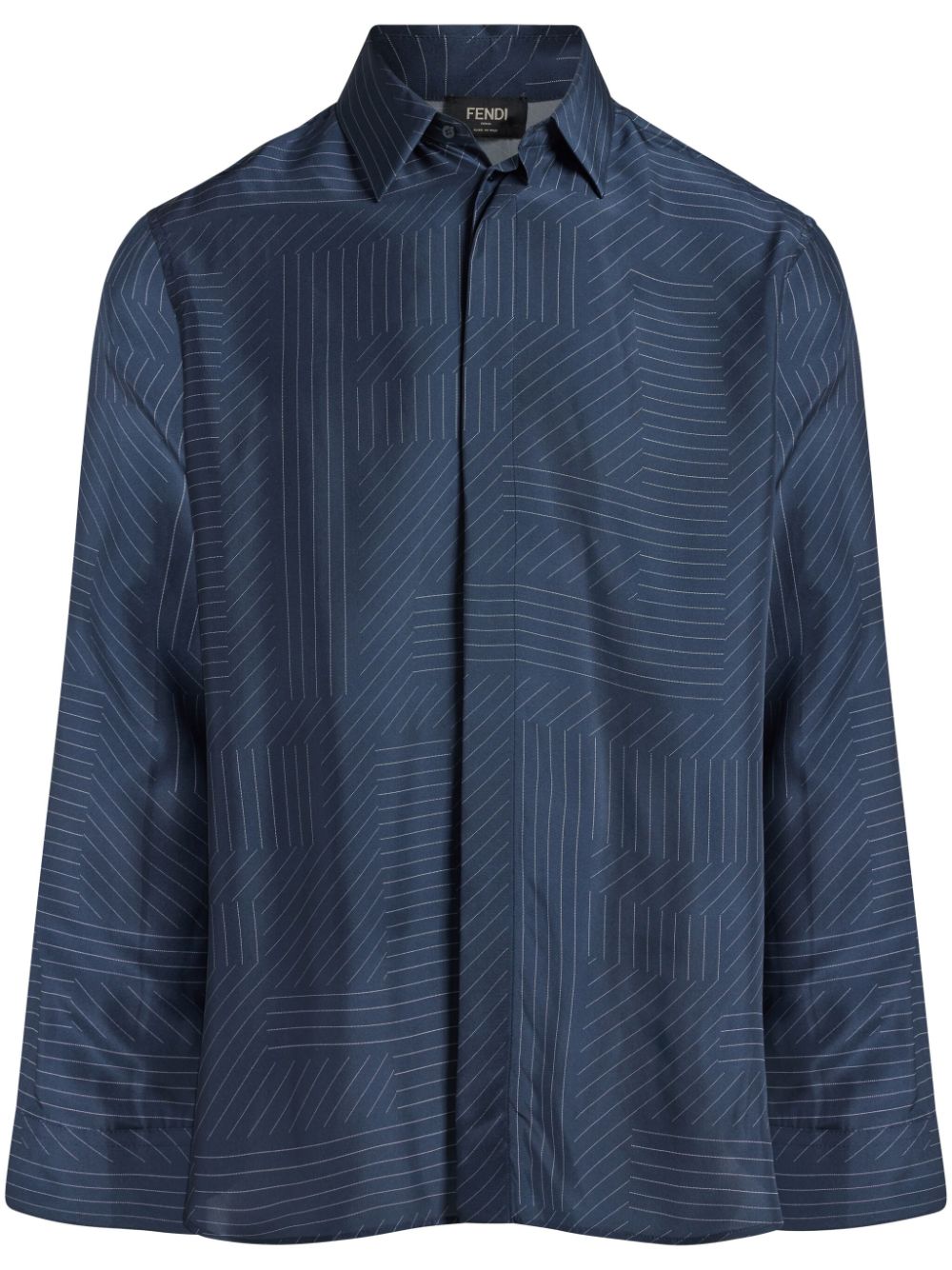Fendi Ff-motif Striped Cotton Shirt In Blue