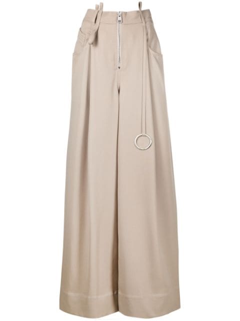 The Attico embellished wide-leg wool trousers