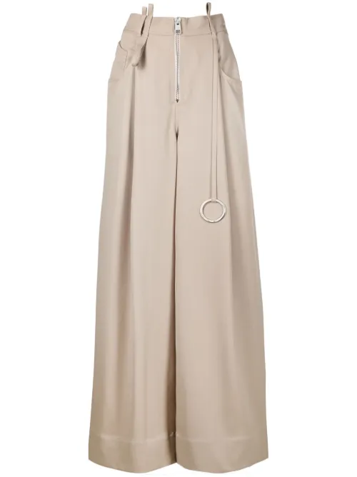 Pantalon palazzo à boucle logo - The Attico - Modalova