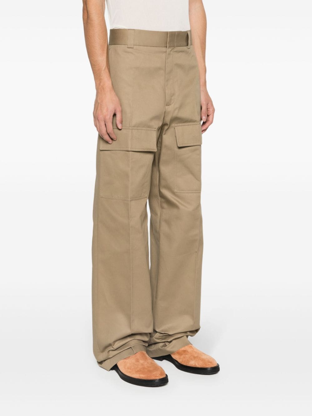 Shop Gucci Wide-leg Cotton Cargo Trousers In Neutrals