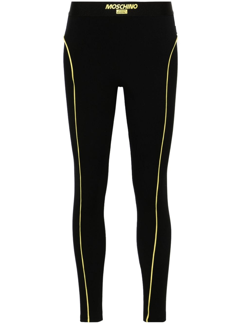 Moschino Logo-waistband Jersey Leggings In Black